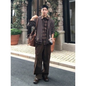 2025秋季男士假两件运动风夹克 休闲翻领外套男图片