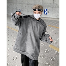 美式复古做旧拼接牛仔连帽外套潮牌街头vintage夹克男JK86222-p75，男装夹克，星座1008