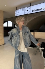 水洗牛仔套装垫肩夹克外套牛仔裤KZ66裤子特P63JK67外套特P83，男装牛仔裤，星座908-1