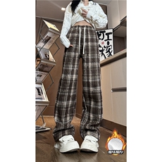 2025冬季新款加绒保暖复古格子宽松休闲裤B315-K862JR-p65控88，男装休闲裤，电商B315