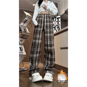 2025冬季新款加绒保暖复古格子宽松休闲裤B315-K862JR-p65控88图片