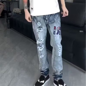 美式高街新款牛仔裤男女百搭网红同款潮流休闲修身ZAM21 P55图片