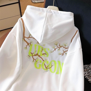 万针刺绣结构设计重磅秋冬全棉高品质美式高街连帽卫衣外套 Y7691图片