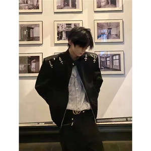 高级感金属解构外套男春秋小众设计感高街痞帅西服夹克L6611-p75图片