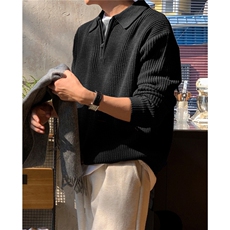 松弛感简约风Polo领毛衣男秋冬季cleanfit韩系高级感宽松针织毛衫，男装针织衫/毛衣，星座506A