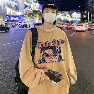 胖胖哥美式高街卫衣男秋季新款潮牌复古做旧大码宽松圆领长袖外套图片