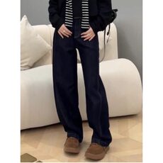 深蓝色弯刀牛仔裤男美式复古vibe裤子宽松直筒阔腿香蕉镰刀工装裤，男装休闲裤，星座506A