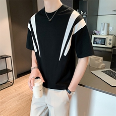 夏季白色短袖t恤男士圆领宽松落肩袖ins潮流男生上衣T0874-28，男装T恤，星座308B-2
