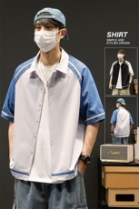 2023夏季新款t恤潮流灰墙短袖男宽松衬衫半袖时尚百搭cs3506-p45，男装衬衫，星座717