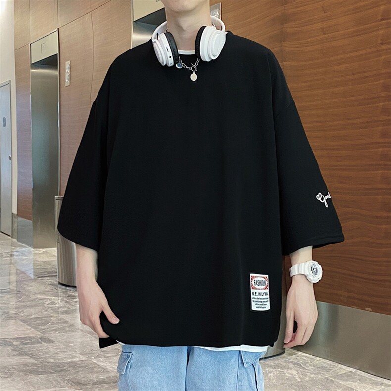 胖子短袖T恤男夏季宽松加肥大码oversize上衣ins潮牌半袖体恤男装,男装T恤,星座909