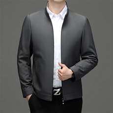 男士立领纯色免烫外套春秋季2023新款中年商务休闲毛衣男装夹克，男装夹克，电商B212（原钱塘6029）