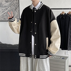 1港风毛呢子休闲宽松潮流棒球服夹克男外套大皂风7423P70控98，男装夹克，星座226-2