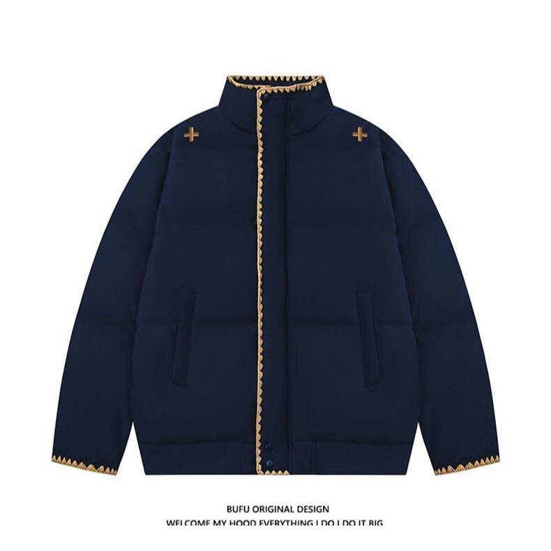 高品质手塞棉贝壳刺绣潮牌纯色棉服大码冬季立领面包服,女装棉衣/棉服,星座1210-1