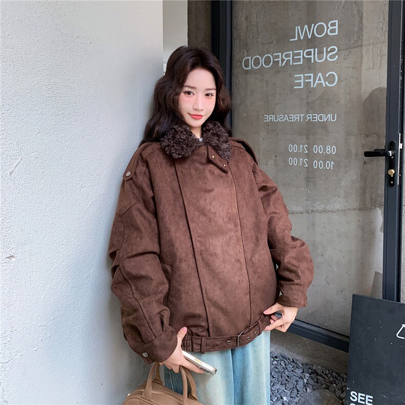 【新品】复古咖色时尚工装夹克派客服2C326-W326-P235-K348,女装派克服,2C326