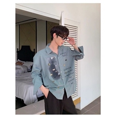 男士衬衫长袖春秋款休闲帅气上衣服夏季日系衬衣潮牌工装外套，男装衬衫，星座506A