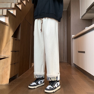港风大码美式灯芯绒卷边设计阔腿休闲裤男 XZ213-DK2002-P55控68图片