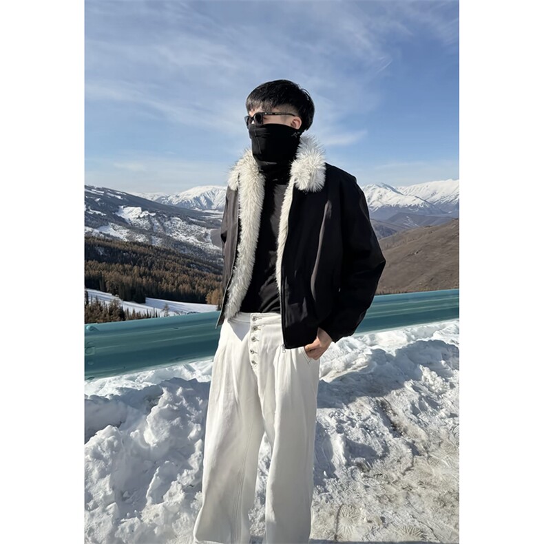 现货一件过冬1500G环保狼毛狼王短宽座山雕棉服JM006-p128,男装棉衣,星座910A