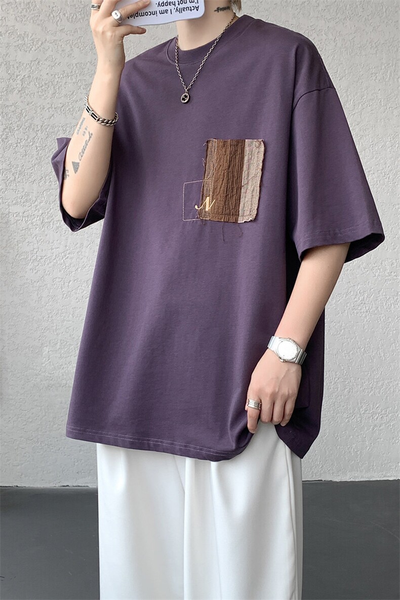 8XL-M高品质纯棉美式复古宽松简约百搭学院风短袖T恤上衣男DX343,男装T恤,电商D206-1