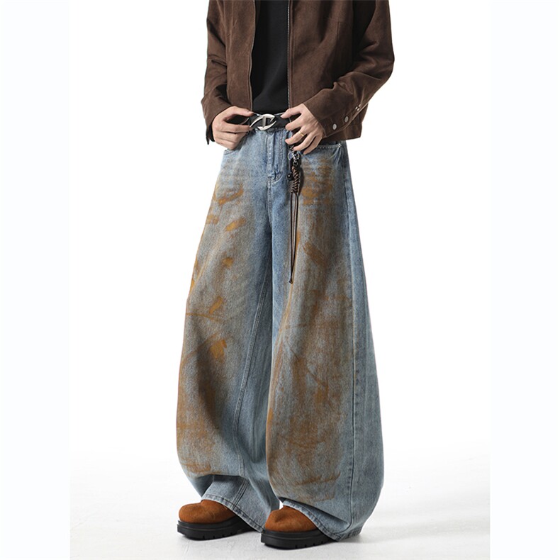 809B!新春现货美式弯刀油漆宽松牛仔裤809B-613-P48,男装牛仔裤,星座809B（原星座805）