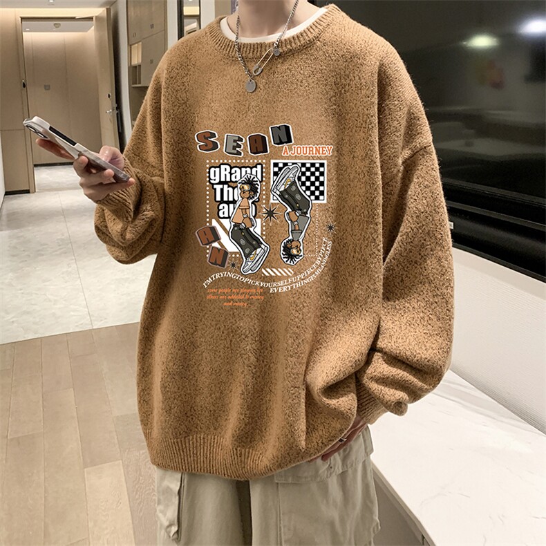 加厚加绒毛衣男大码毛线衣男针织衫男线衫M19282-P45加绒款-P65,男装针织衫/毛衣,电商A040