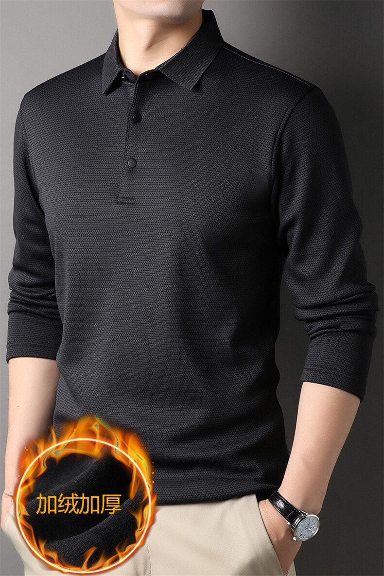 Y6917钱塘2020-2中年男士冬季厚款加绒百搭商务休闲长袖P76,男装T恤,钱塘207-2