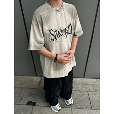 嘻哈美式ins复古做旧夏季短袖T恤高级感情侣半袖上衣男LH3144-p50，男装T恤，星座1008