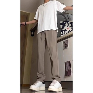 有货男士新款直筒休闲长裤男运动宽松垂坠感拖地裤休闲裤潮流运动图片