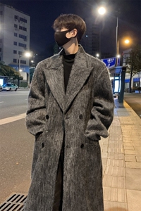 韩系秋冬中长款毛呢大衣男高级感痞帅西装风衣外套 812-F639-P138图片