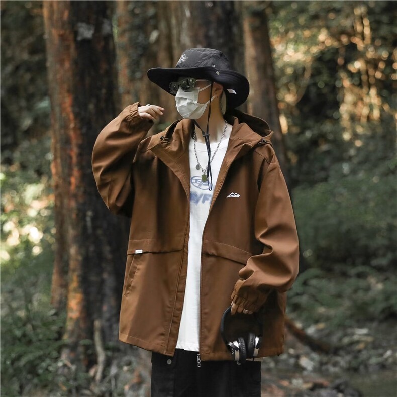 潮牌情侣冲锋衣外套连帽飞行夹克情侣装户外登山服1283-P60,男装夹克,星座910-5
