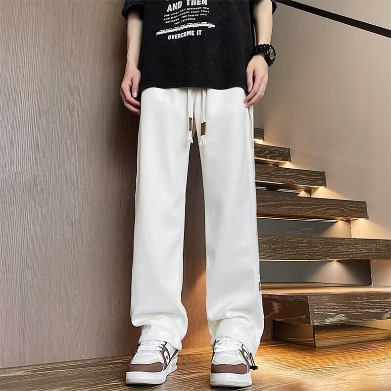 日系复古春季休闲裤男潮牌宽松直筒阔腿情侣运动卫裤,男装休闲裤,星座410-7