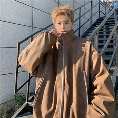 港风PU皮复古做旧双侧金属拉链夹克式加棉棉衣男MY77092P130控198，男装夹克，星座227-7
