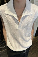 8XL-M夏竖条纹纯棉背心男韩版宽松坎肩休闲运动午休T恤肌理DX333，男装背心/马甲，电商D206-1