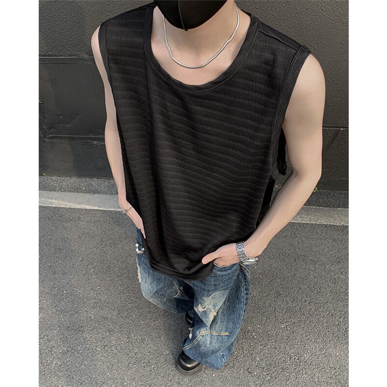 2025夏季新款肌理感冰丝背心坎肩无袖宽松T恤xz906-Y133P23图片