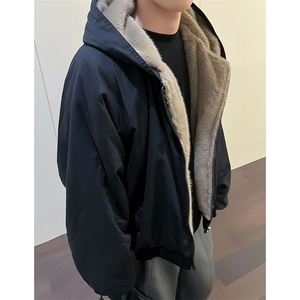 两面穿现货重磅短款座山雕棉衣男女双面穿毛毛绒棉服加厚外套图片