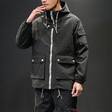 2021春秋季马切达大码新日系纯色连帽外套工装大口袋夹克J959-P85，男装夹克，电商A001