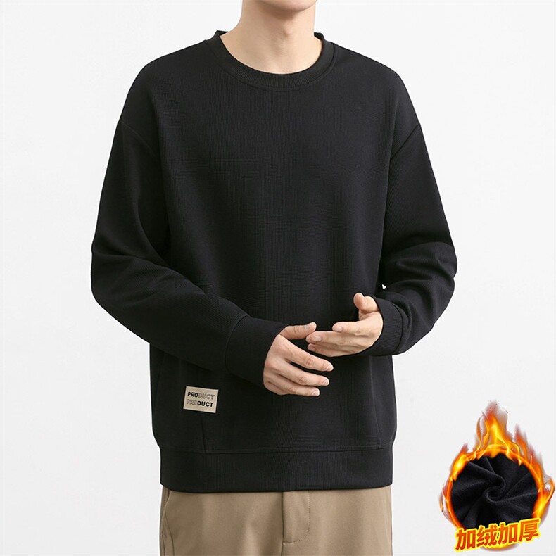M-8XL 冬季加绒加厚胖子圆领卫衣男图片