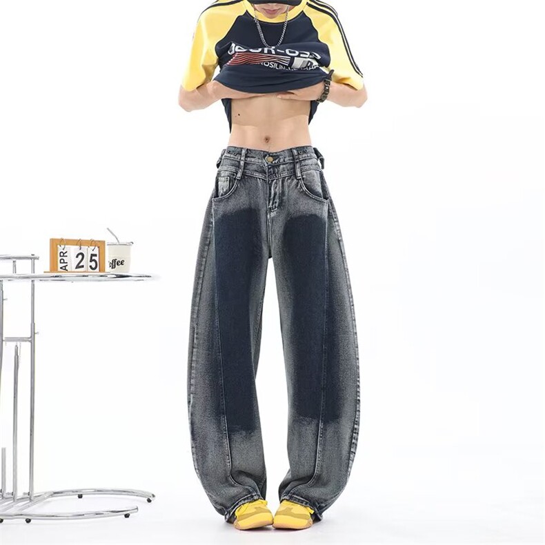 港风潮男夏季新款2025新款牛仔裤嘻哈ins潮高街潮流痞帅长裤,男装牛仔裤,四季星座505