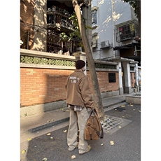 复古做旧水洗vintage工装长裤毛边设计直筒宽松长裤男女K6691-P60，男装工装外套，星座412-1