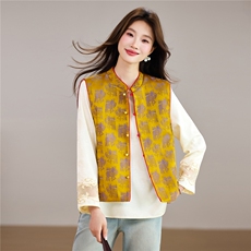 现货春季新款新中式小马刺绣两面穿立领马甲+刺绣缎面衬衫两件套，女装套装/套裙，央宝儿