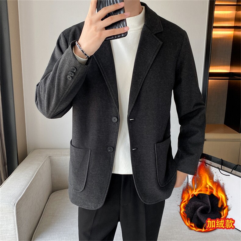 2026秋冬新款男士轻熟风休闲西服男单西潮牌港风韩版潮流毛呢,男装西服,星座505-2（原电商A260-1)