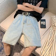 水洗做旧五分牛仔短裤男女宽松中裤阔腿裤子23新款夏季YH18/P35，男装牛仔裤，电商D256-3(原A064-3)