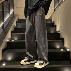 贴标复古牛仔裤男士春秋季青少年潮牌宽松直筒裤XK66219特批35，男装牛仔裤，电商A042