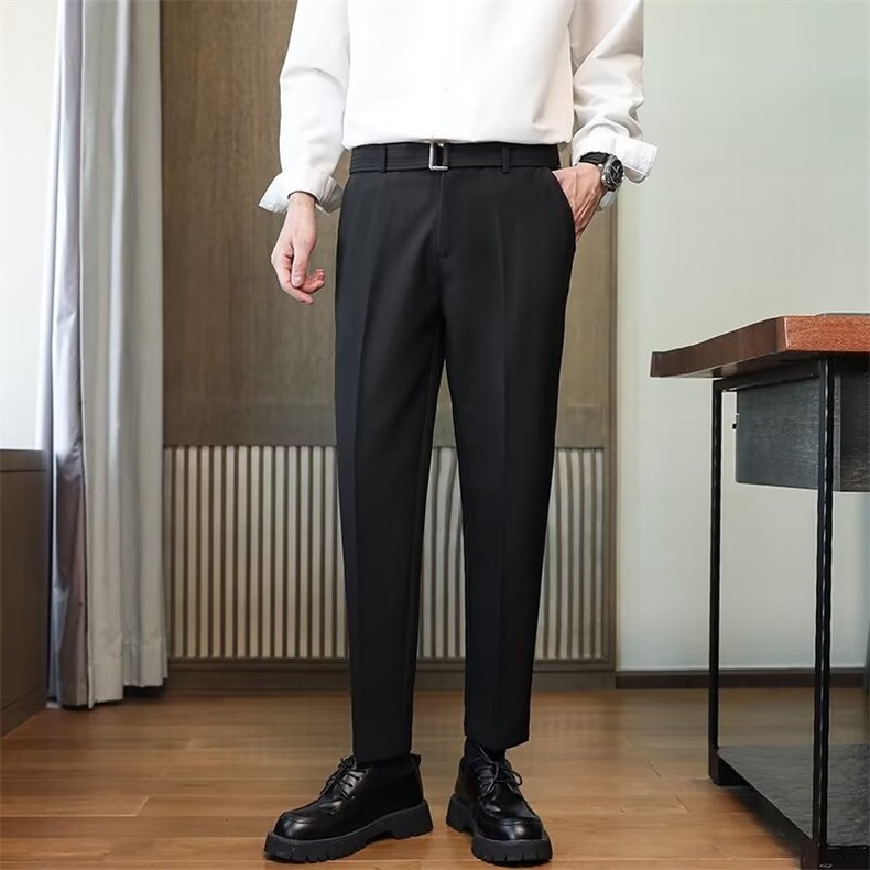 男士春秋新款商务免烫九分裤英伦垂感小脚裤精品休闲弹力西裤K9,男装休闲裤,星座1116A-2（原606A-1）