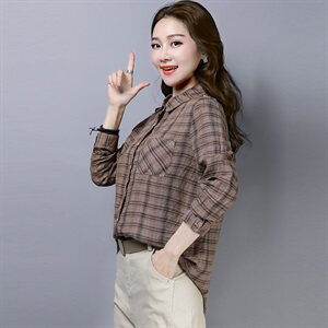衬衫短款百搭时尚格子修身显瘦潮流2021年春季图片