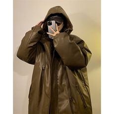 XZ213-GKMY8862-P128控148抖音品质直播供货中长款夹棉皮衣棉服，男装皮衣，星座213