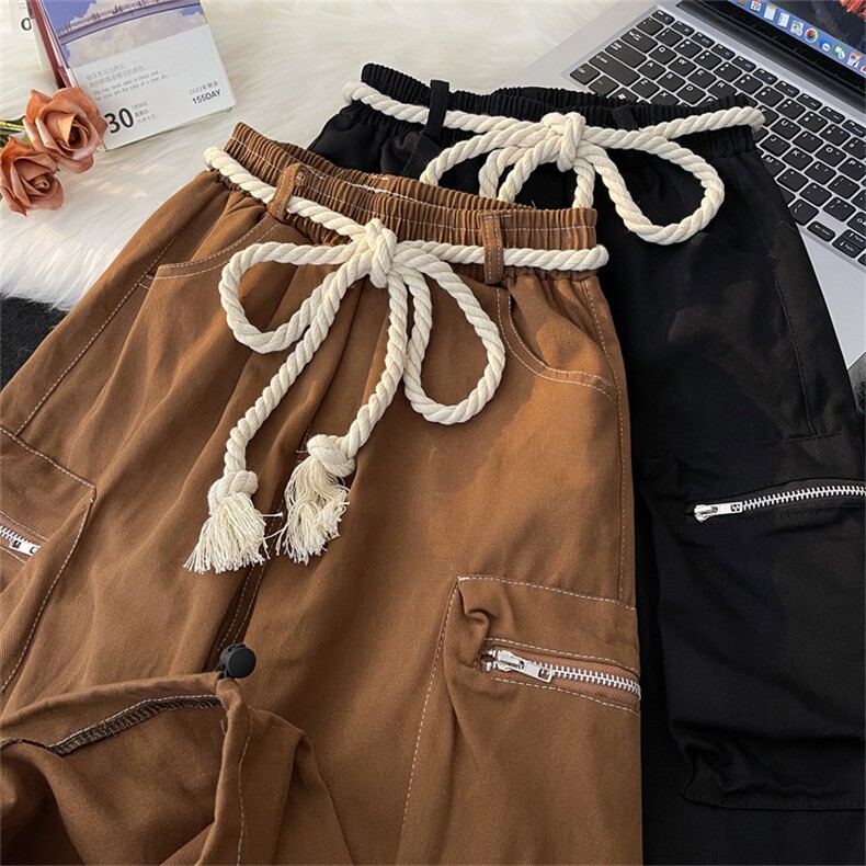 工装裤男女夏季薄款美式高腰宽松休闲运动阔腿长裤子K0945-P53,男装休闲裤,星座308B-2