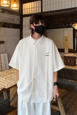特批P35无差价夏季新中式风冰丝凉感薄款大码短袖外套男CD2250，男装衬衫，电商A001