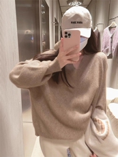 时尚百搭V领宽松羊毛衫秋季新品简约休闲针织衫，女装羊毛衫，梵泰羊绒