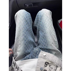 美式复古扎染编织牛仔裤男款春季宽松显瘦小众设计工装直筒NK99，男装牛仔裤，星座1116A（原606A-3）