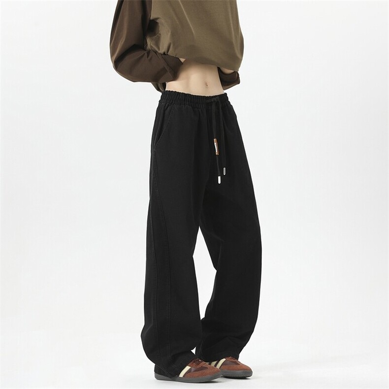 GENIOLAMODE美式纯棉cleanfit牛仔裤男士秋季新款宽松百搭直筒裤，男装休闲裤，电商C323-1